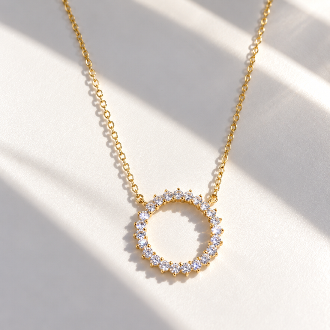 Eternal Sparkle Circle Necklace - 925 Sterling Silver
