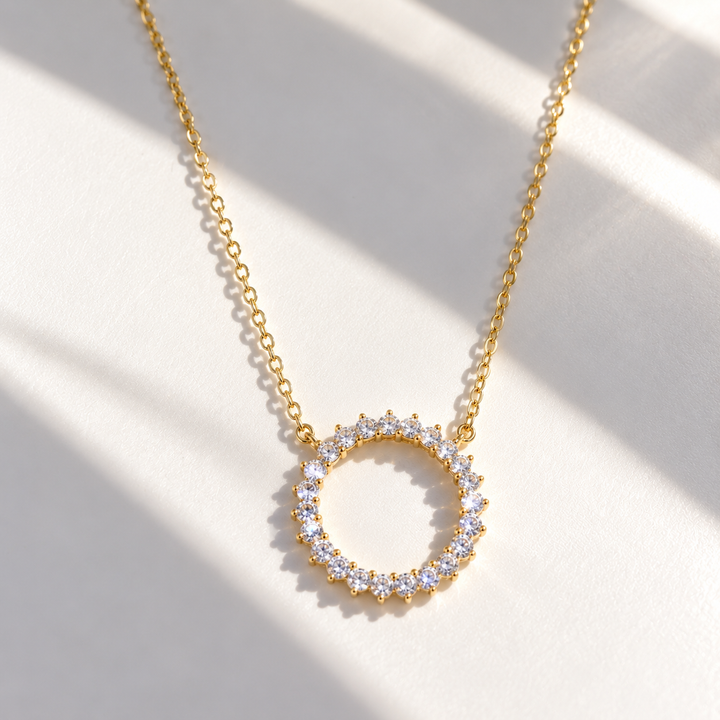 Eternal Sparkle Circle Necklace - 925 Sterling Silver