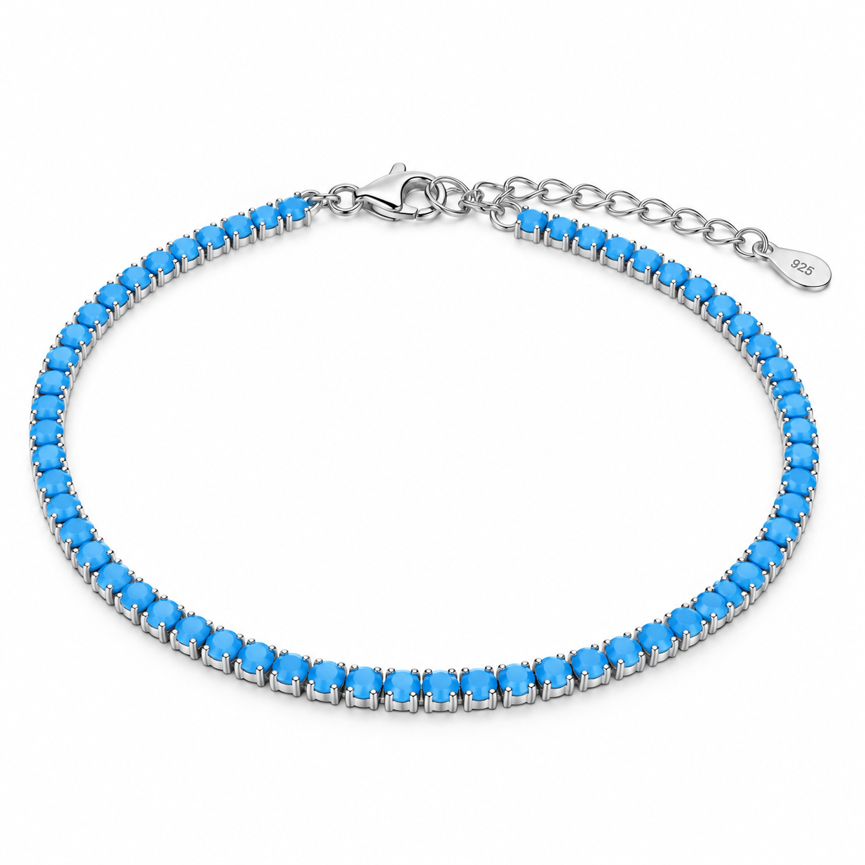 Aqua Blue Tennis Bracelet - Sterling Silver 925