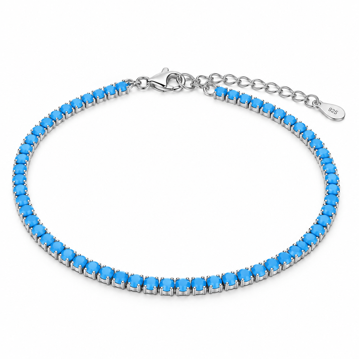 Aqua Blue Tennis Bracelet - Sterling Silver 925