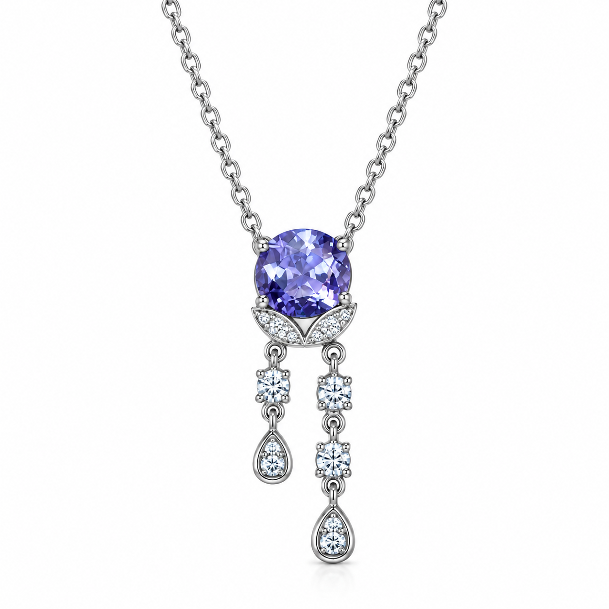 Amethyst Radiance – 925 Sterling Silver Drop Necklace