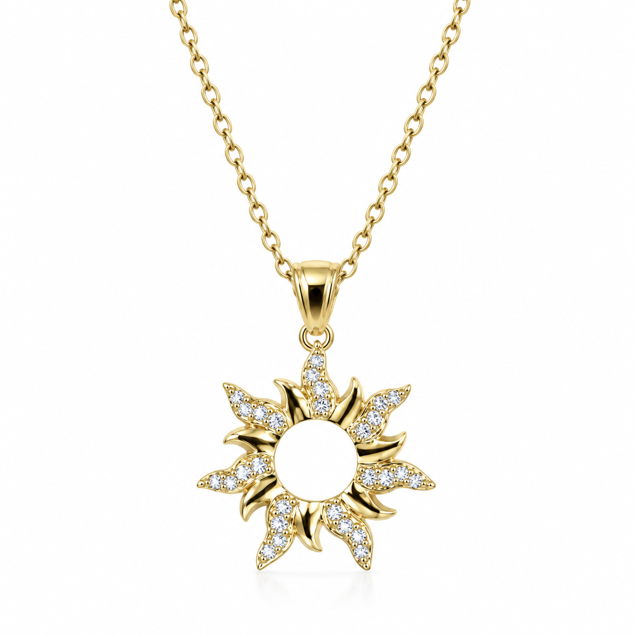 Gold-Tone Sun Necklace | 925 Sterling Silver | Jawhara Silver