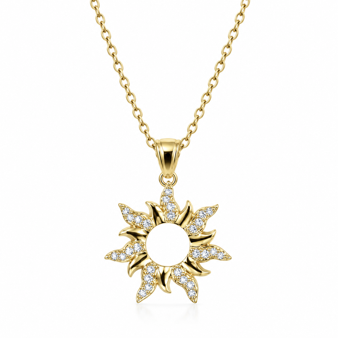 Gold-Tone Sun Necklace | 925 Sterling Silver | Jawhara Silver