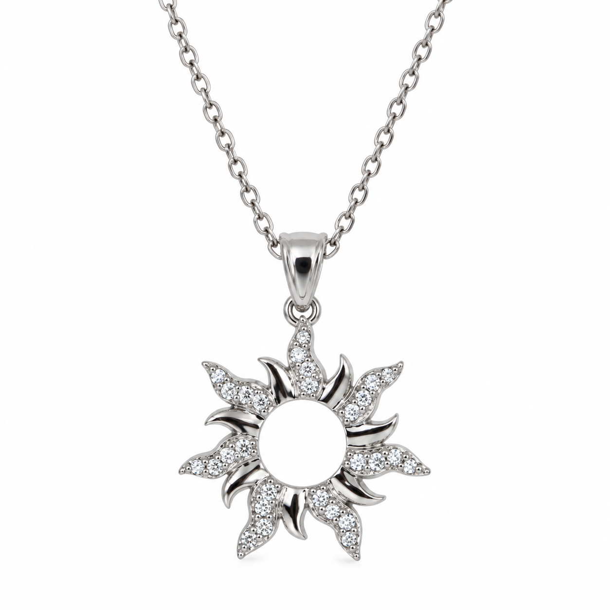 Sunburst Pendant Necklace – 925 Sterling Silver