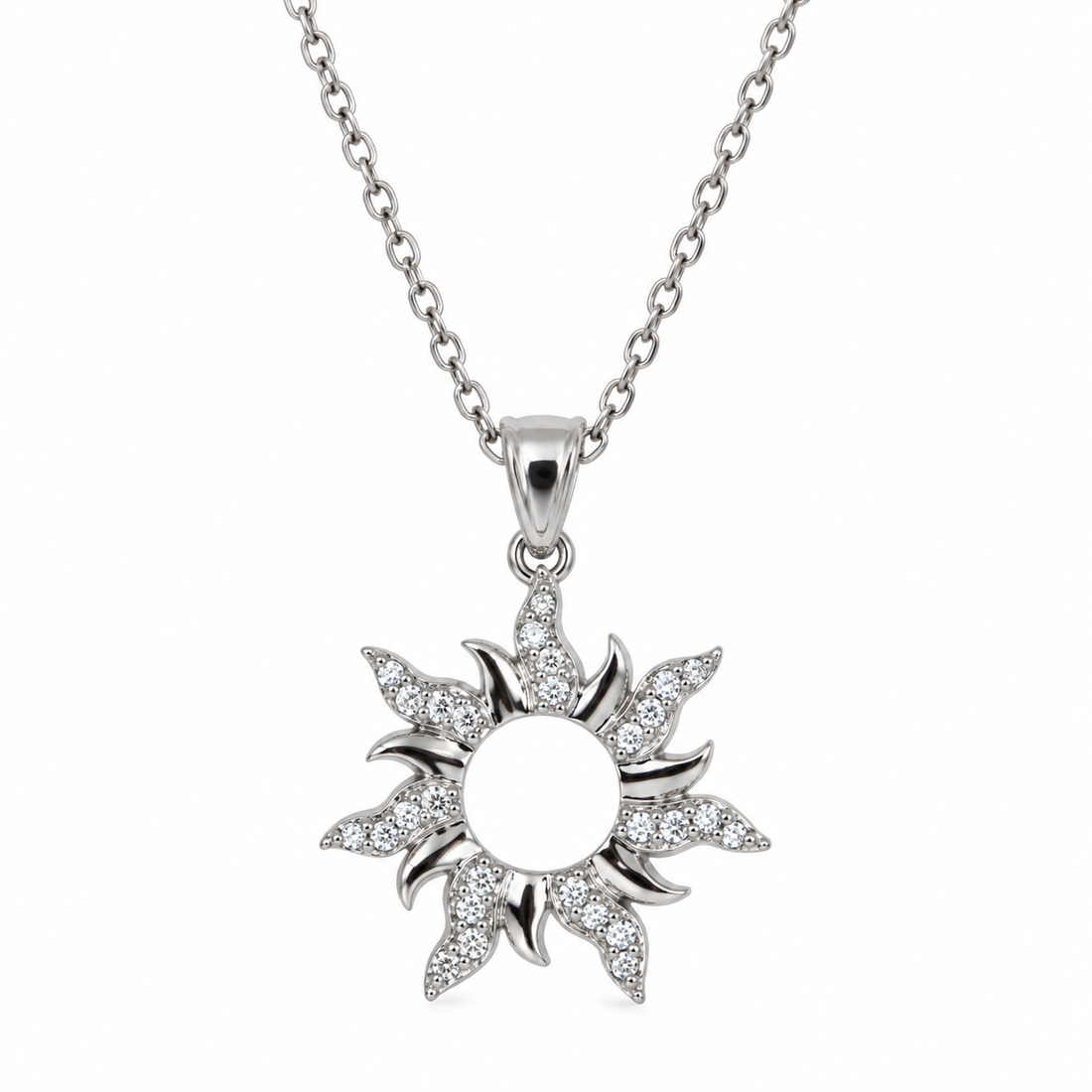 Sunburst Pendant Necklace – 925 Sterling Silver