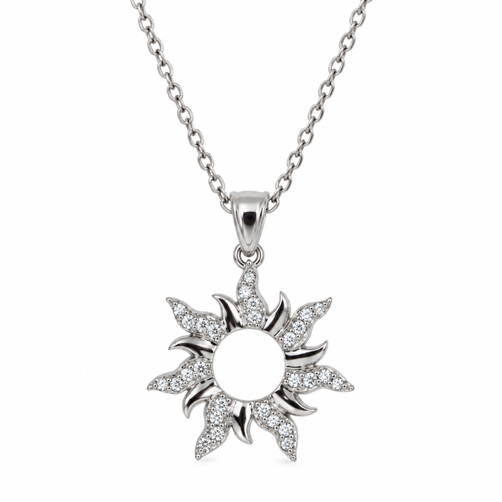 Sunburst Pendant Necklace – 925 Sterling Silver