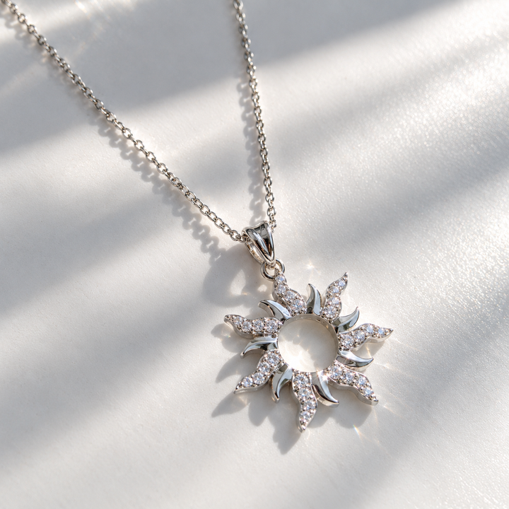 Sunburst Pendant Necklace – 925 Sterling Silver