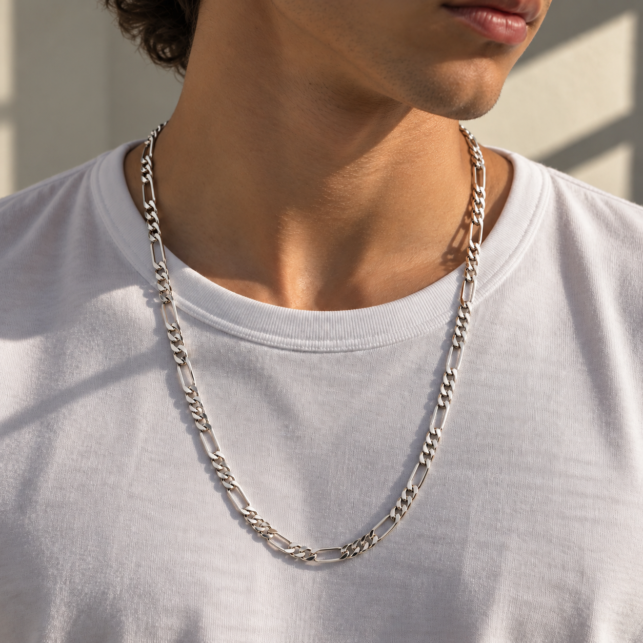 Men’s Mixed Link Chain Necklace – 925 Sterling Silver - 4mm-60cm