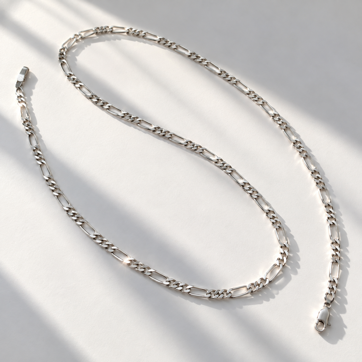 Men’s Mixed Link Chain Necklace – 925 Sterling Silver - 4mm-60cm