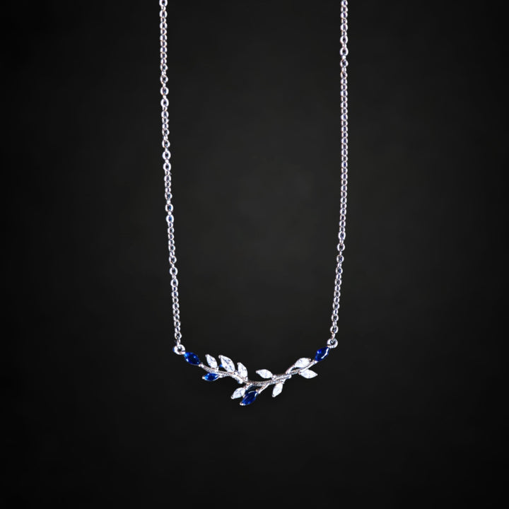 Blue Leaf Branch Necklace – 925 Sterling Silver