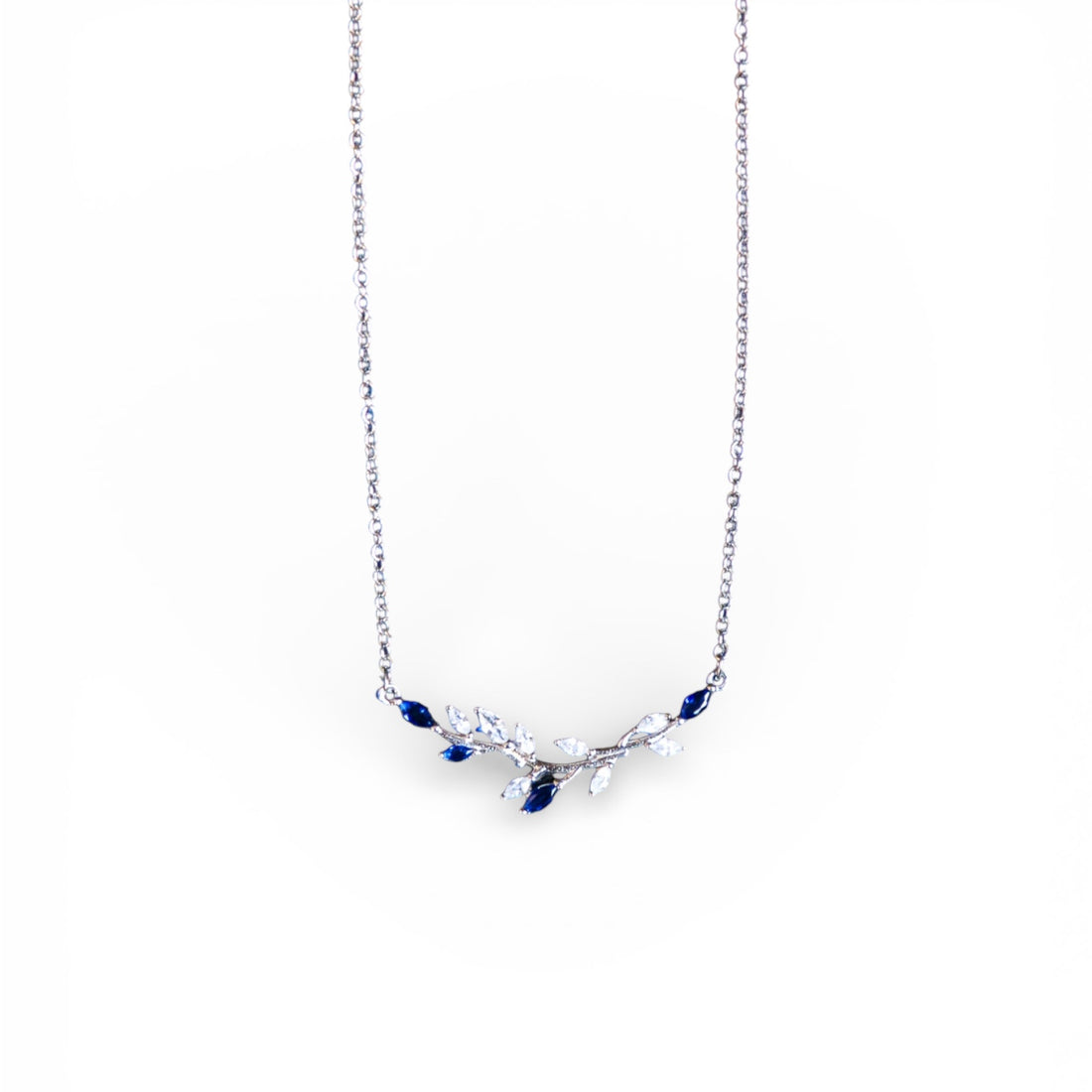 Blue Leaf Branch Necklace – 925 Sterling Silver