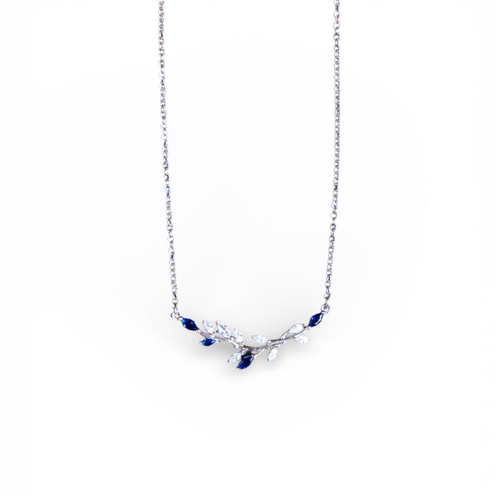 Blue Leaf Branch Necklace – 925 Sterling Silver