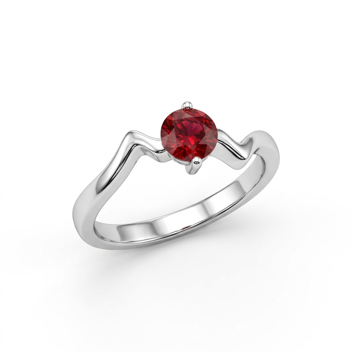 Ruby Heart Duo Silver Ring - Sterling Silver 925