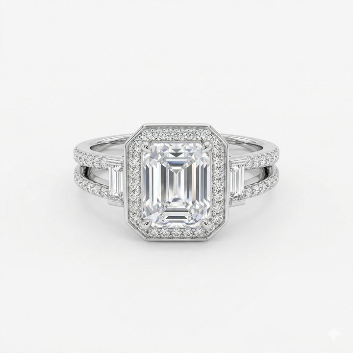 925 Sterling Silver Square Halo Ring – Elegant Sparkling Crystal Ring