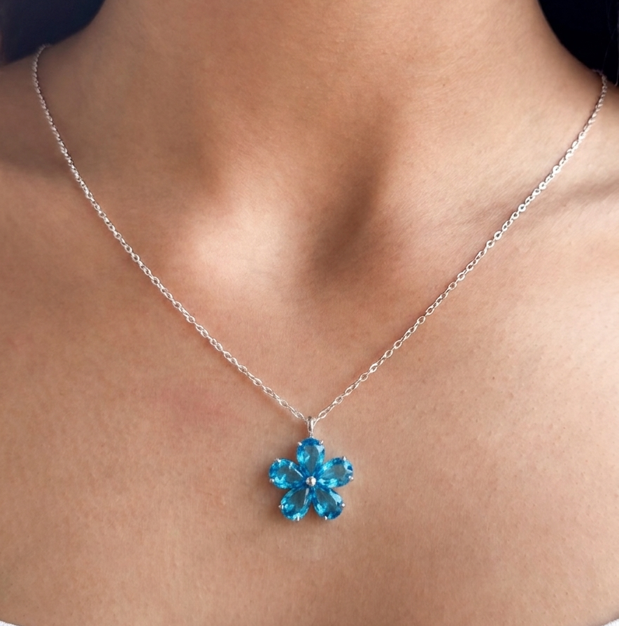 Blue Blossom Pendant Necklace