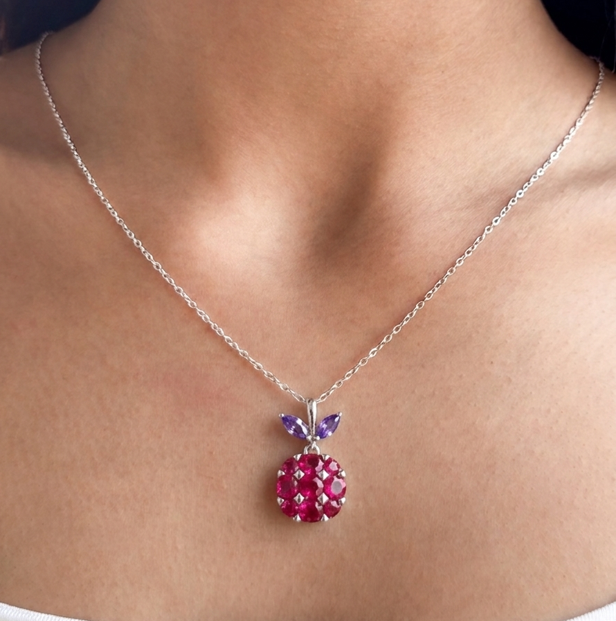 Ruby Blossom Strawberry Pendant
