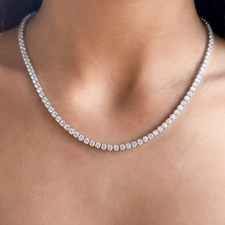 4mm Tennis Necklace – 925 Sterling Silver Cubic Zirconia Chain, 42cm