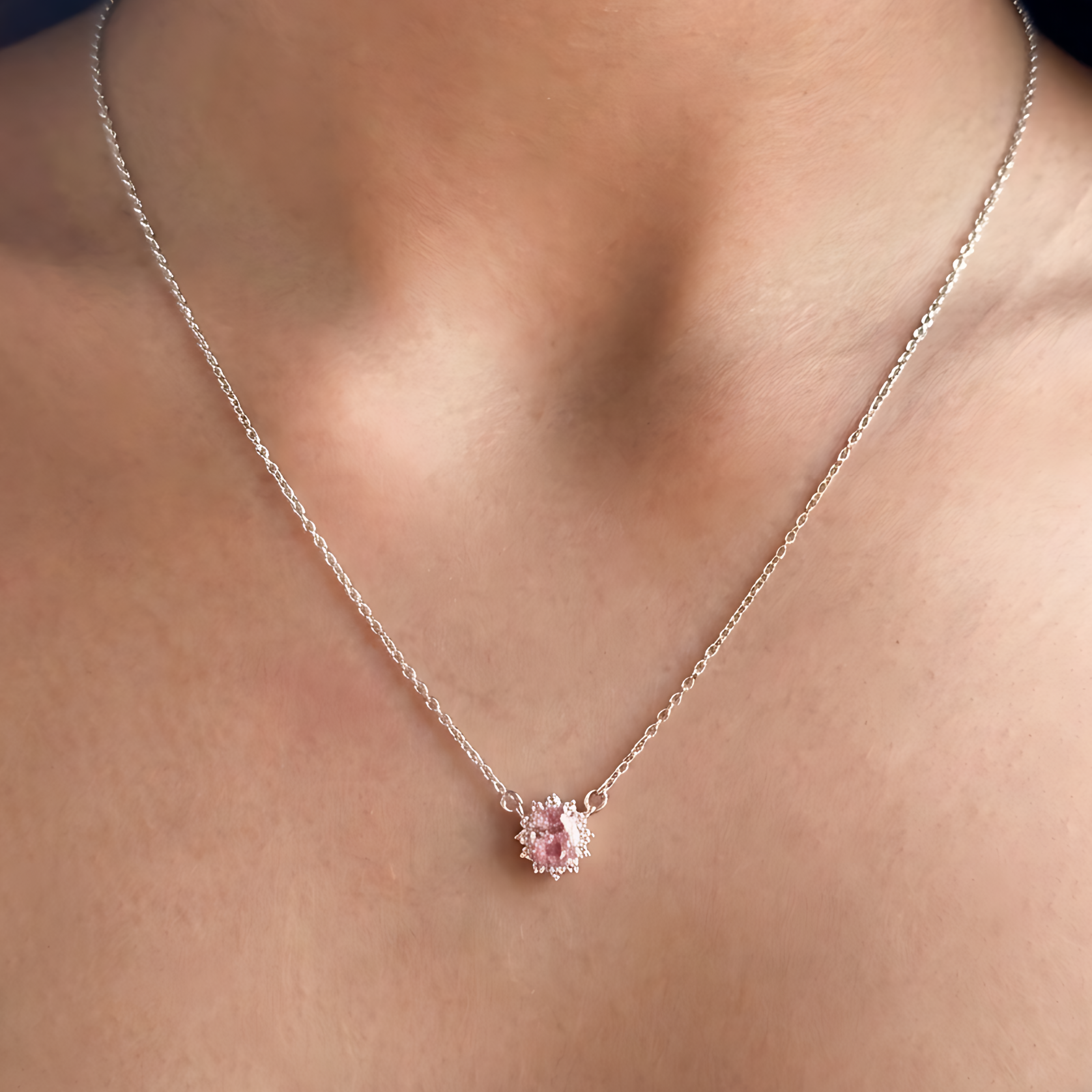 Blush Sparkle Silver 925 Necklace
