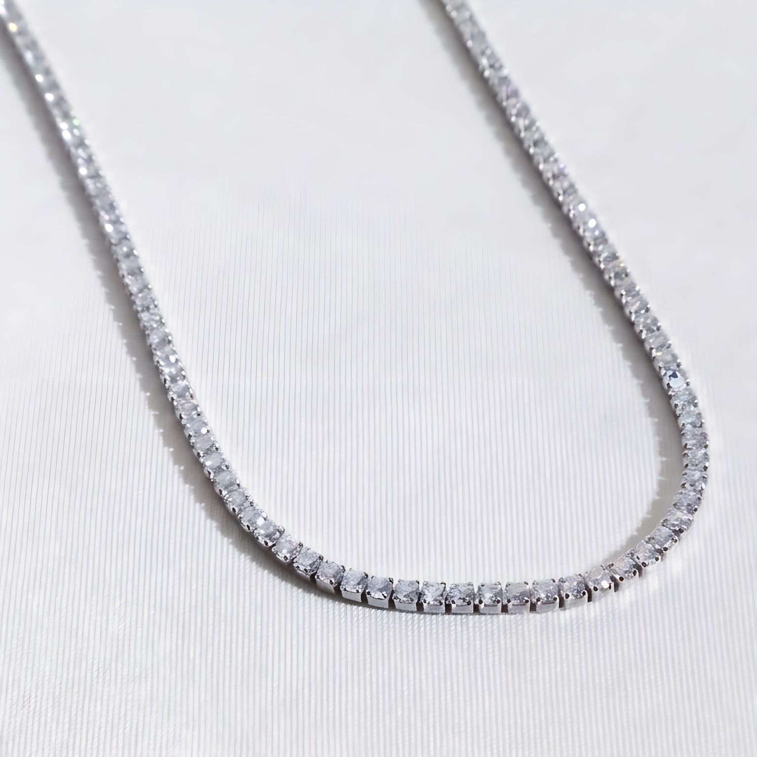 Tennis Silver Necklace, 3mm, 42cm