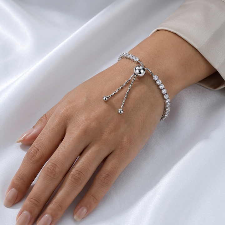 Sparkling Zircon Tennis Bracelet - Sterling Silver 925