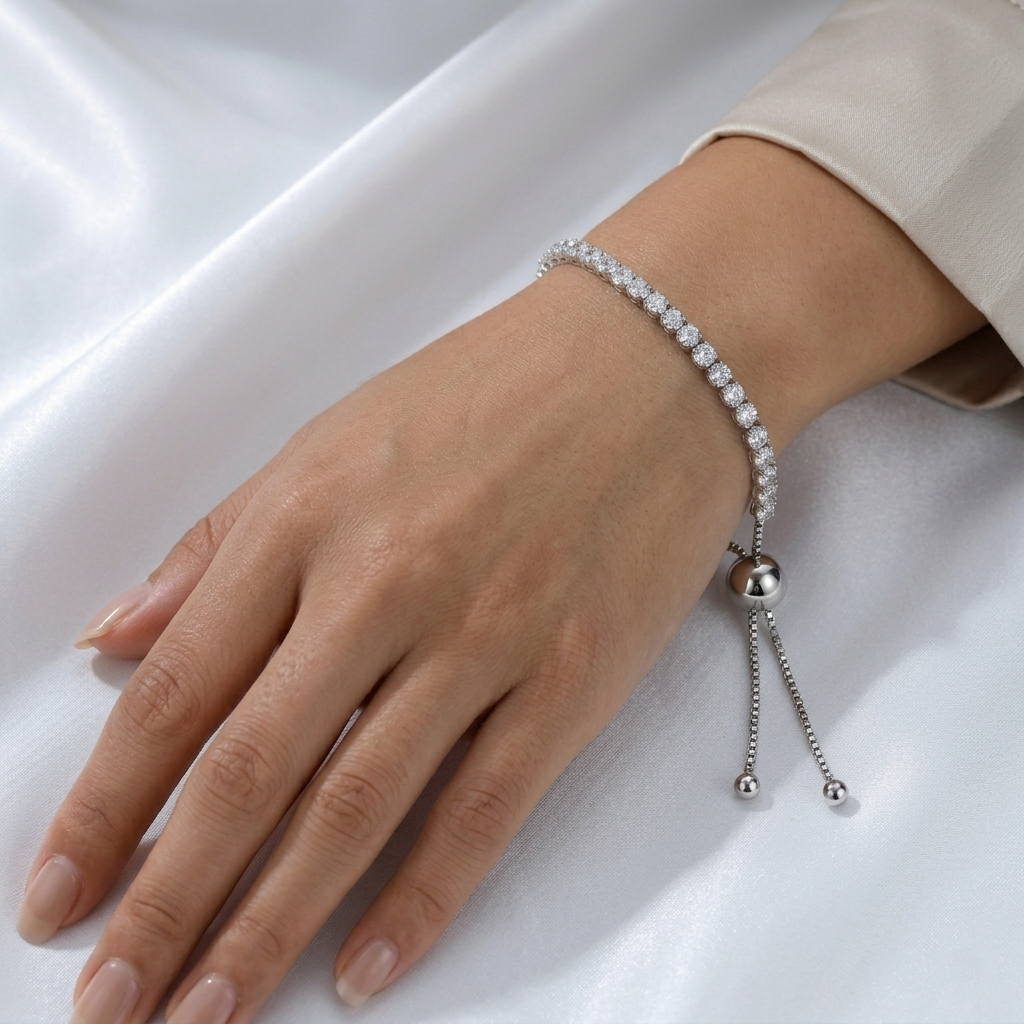 Sparkling Zircon Tennis Bracelet - Sterling Silver 925