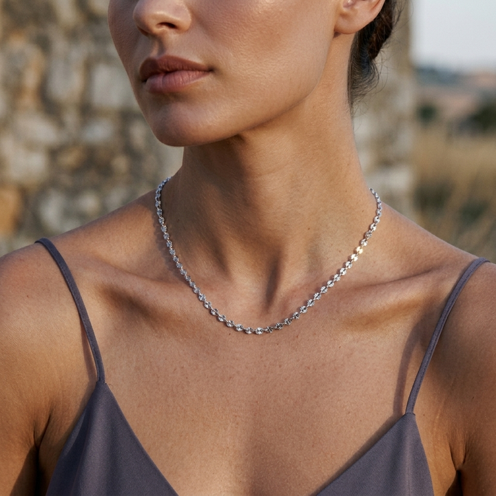 925 Sterling Silver Shimmer Link Necklace, 44cm, 2mm