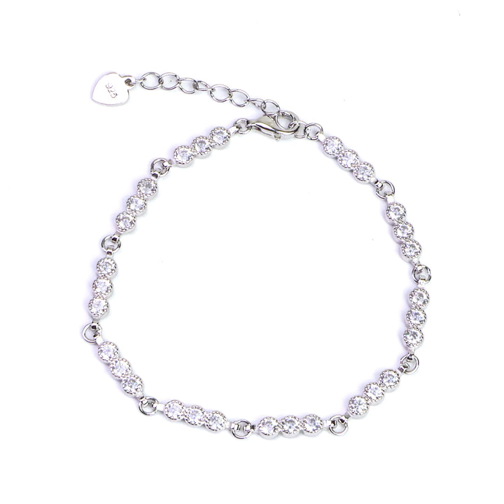 925 Sterling Silver Sparkling Bracelet – Classic Round Crystal Design