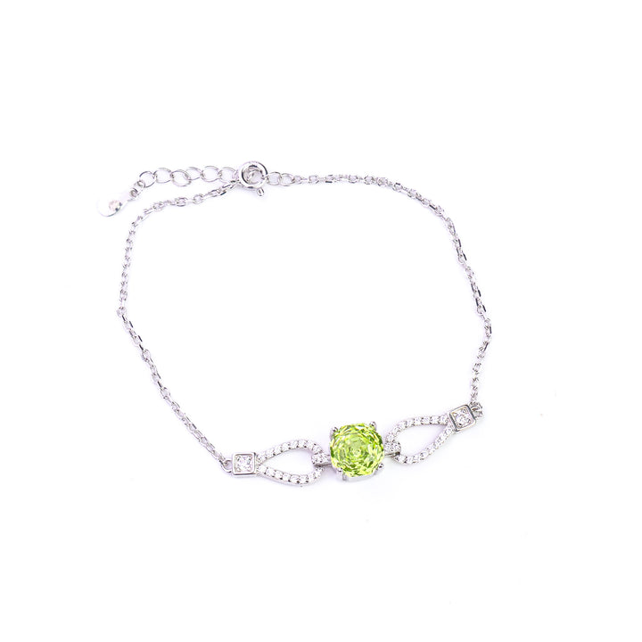 925 Sterling Silver Peridot Green Crystal Bracelet