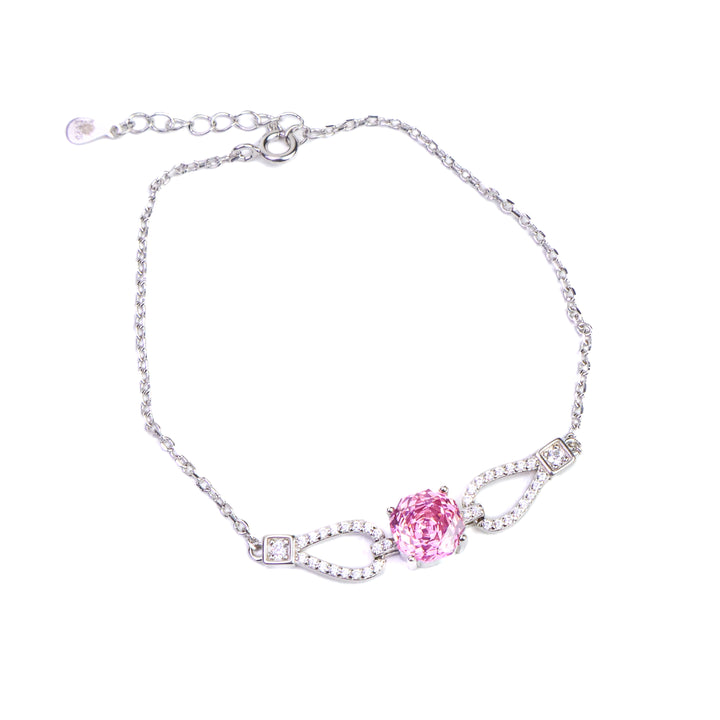 925 Sterling Silver Pink Crystal Bracelet – Elegant Infinity Design