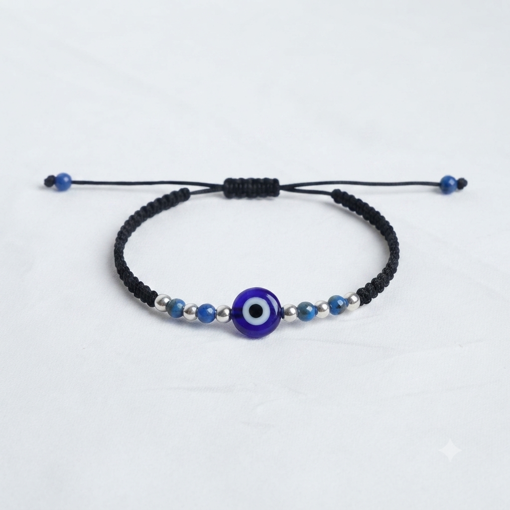 Black Macrame Evil Eye Bracelet - Protective Jewelry unisex