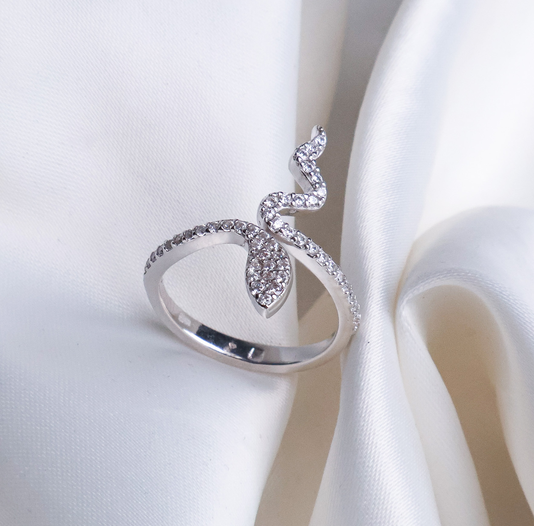 Radiant Serpent Wrap Ring - Pavé-Set 925 Sterling Silver Statement Piece