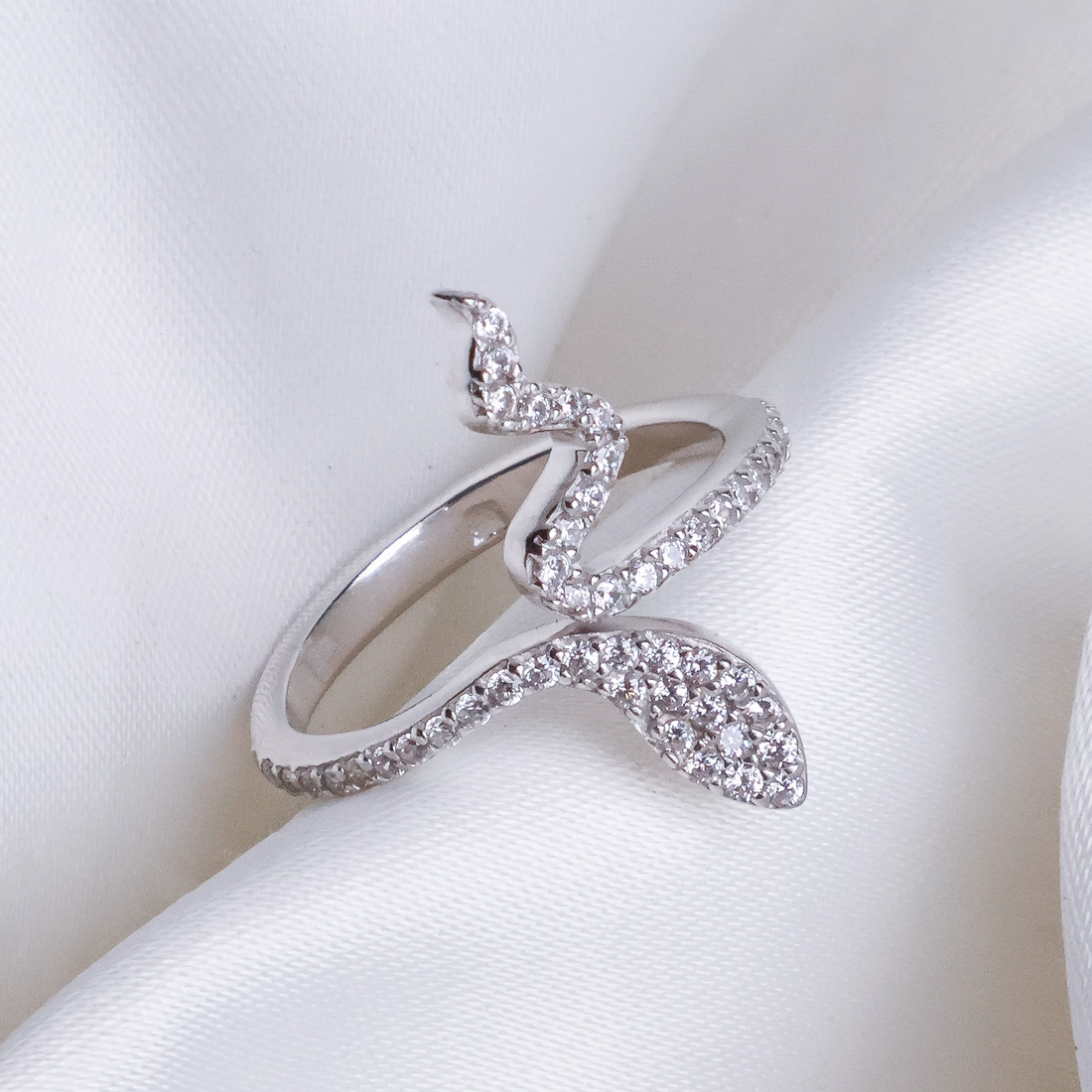 Radiant Serpent Wrap Ring - Pavé-Set 925 Sterling Silver Statement Piece