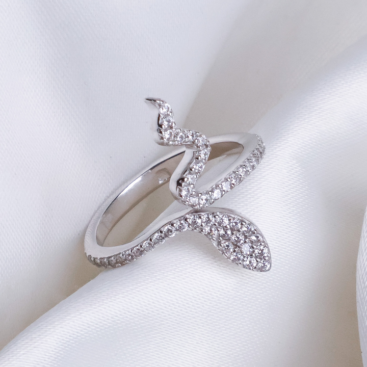 Radiant Serpent Wrap Ring - Pavé-Set 925 Sterling Silver Statement Piece