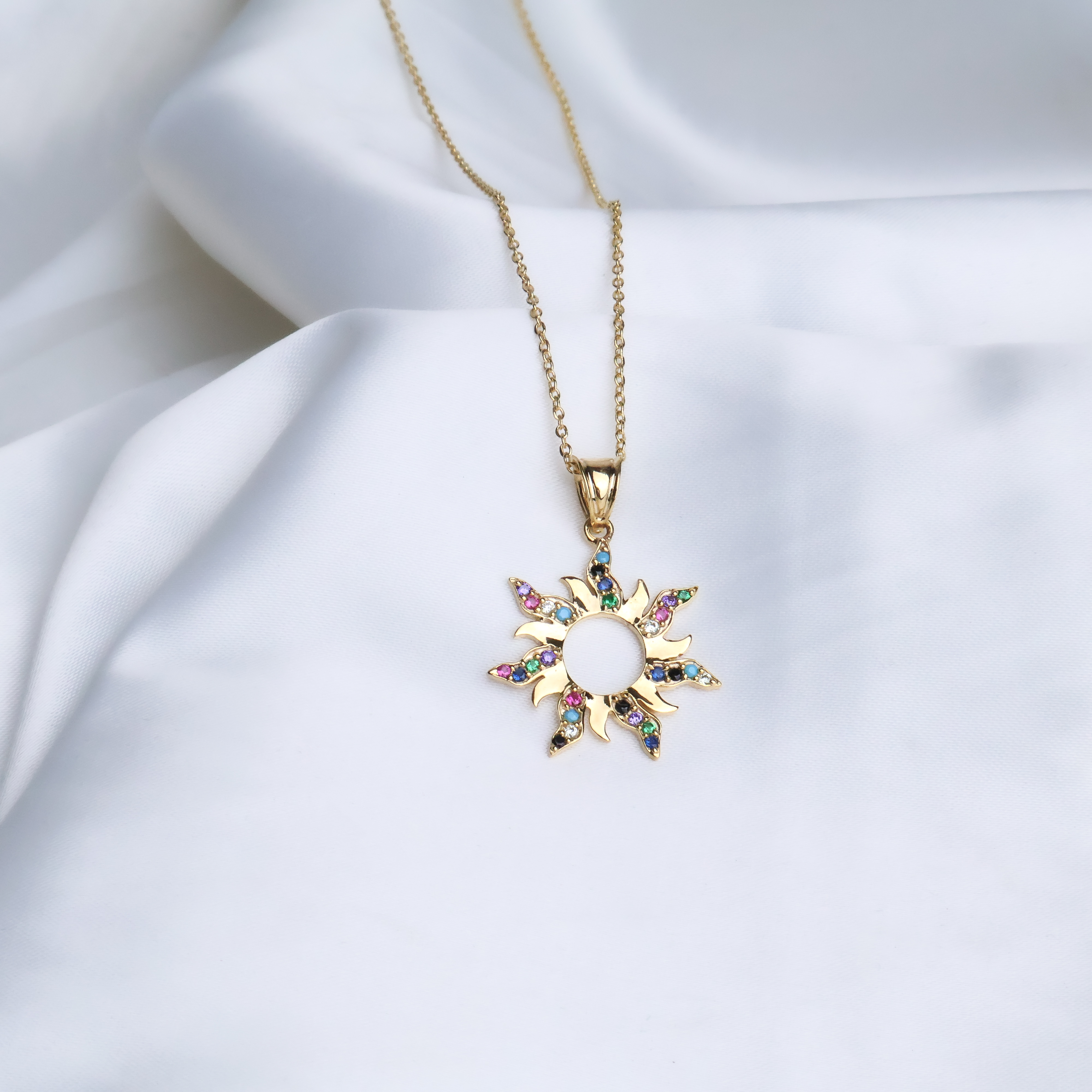 Sunburst Rainbow Charm Necklace