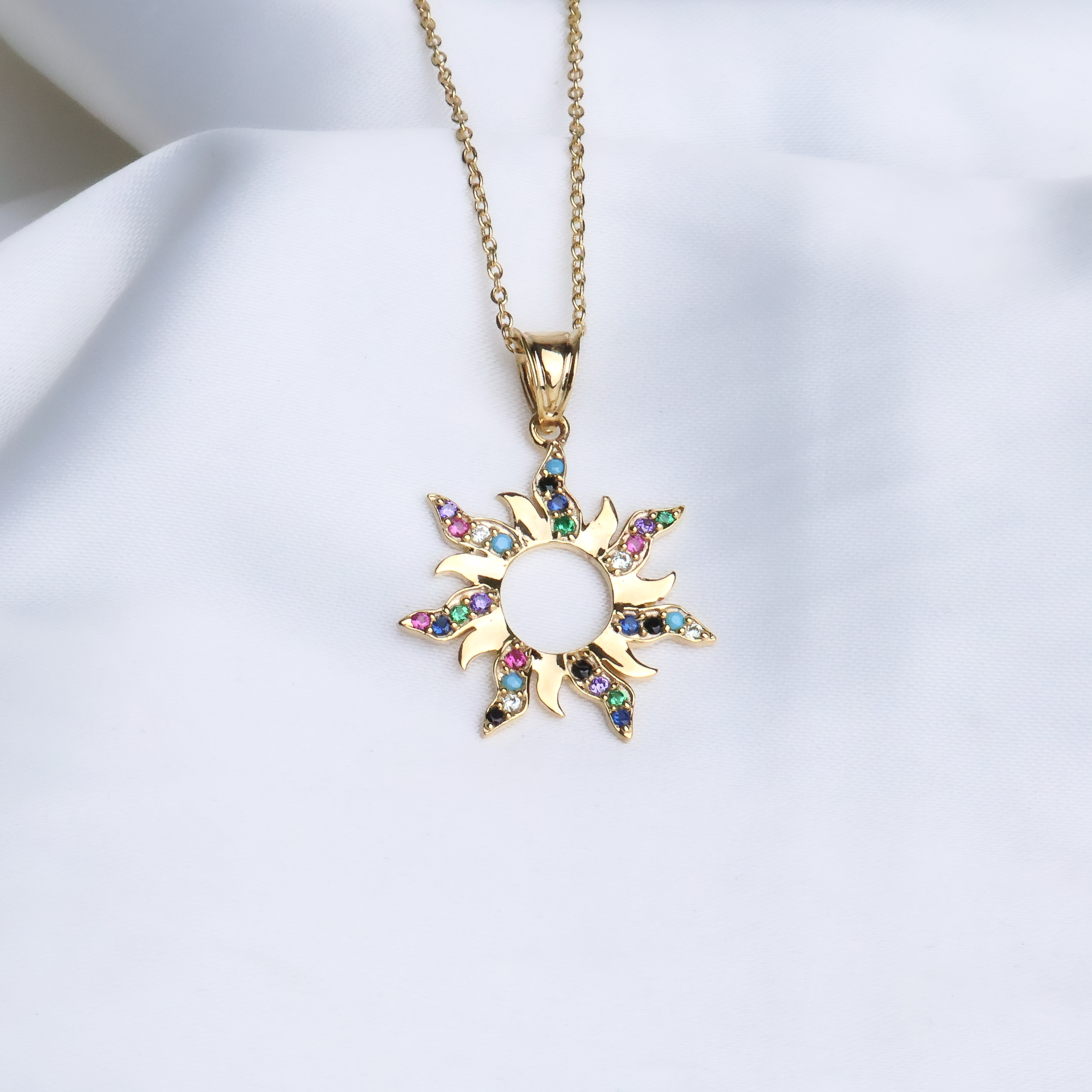 Sunburst Rainbow Charm Necklace