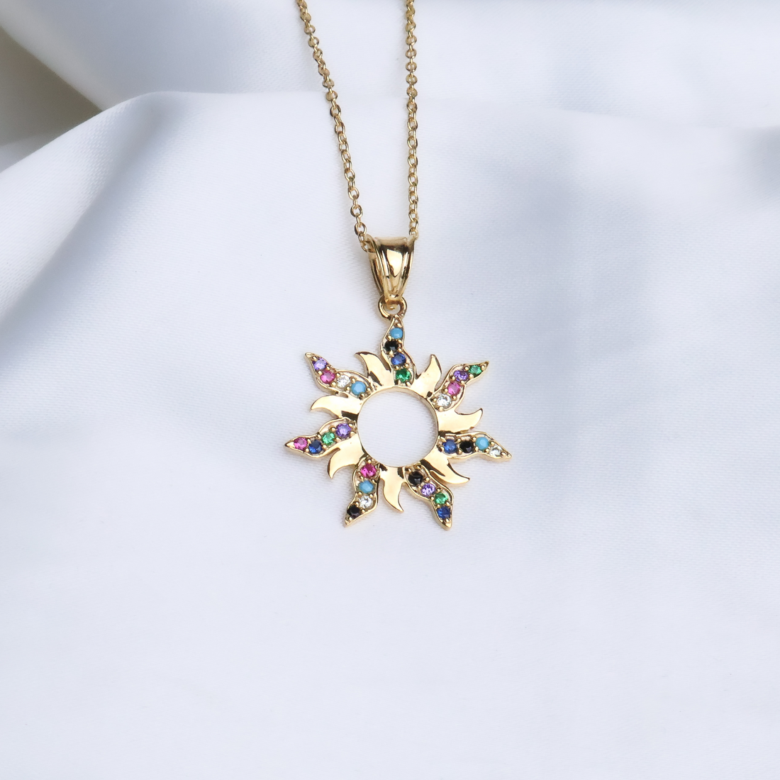 Sunburst Rainbow Charm Necklace