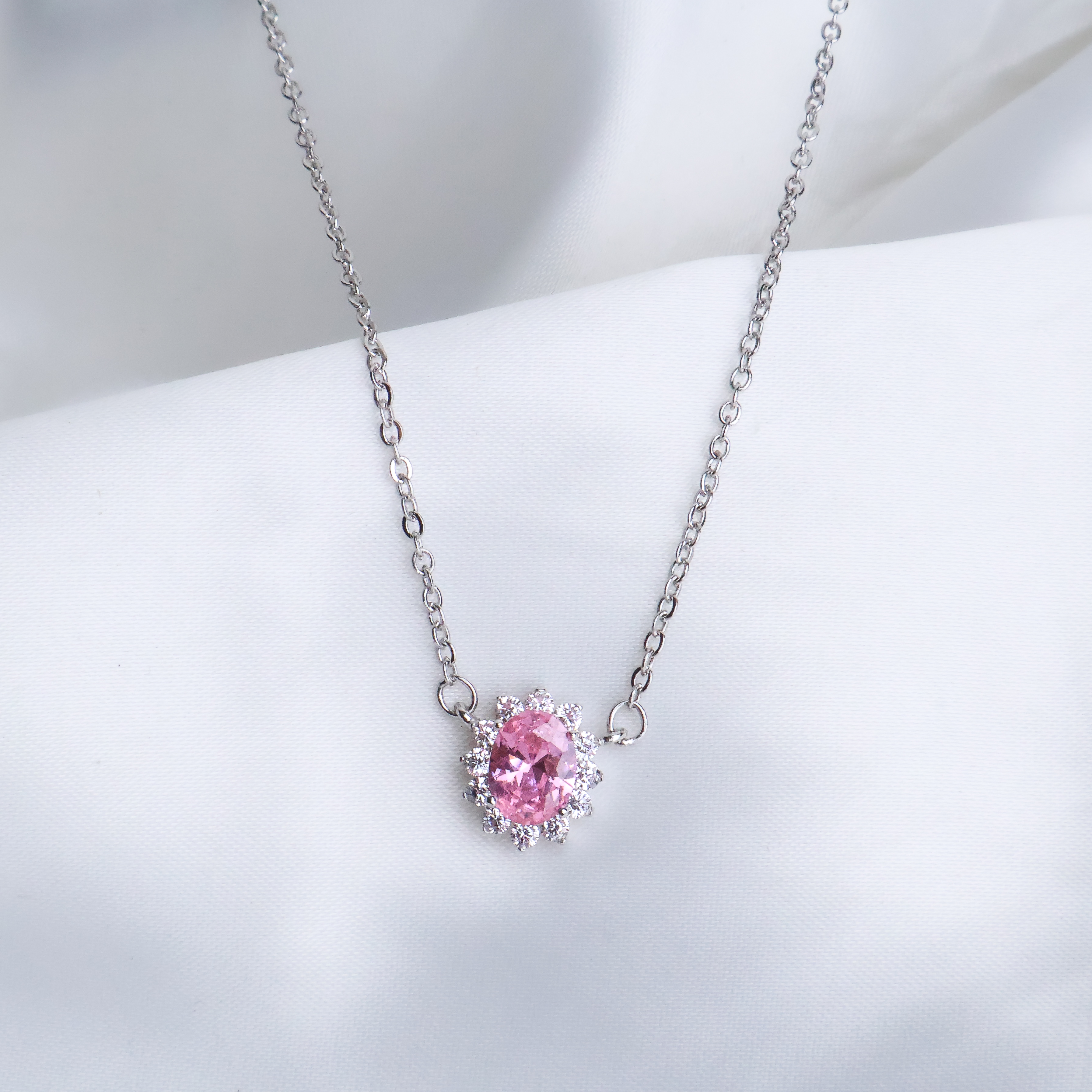 Blush Sparkle Silver 925 Necklace