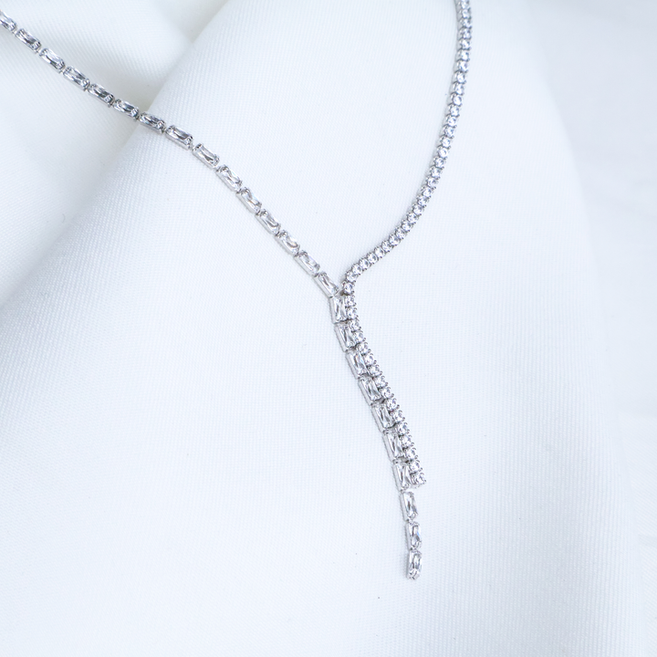 Baguette Symphony Cascading Tennis Necklace in 925 Sterling Silver 2ml