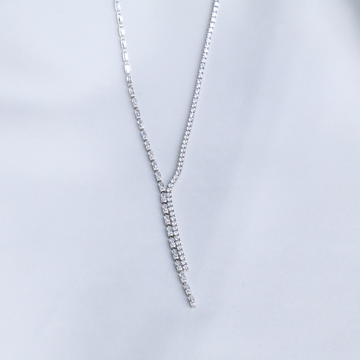 Baguette Symphony Cascading Tennis Necklace in 925 Sterling Silver 2ml