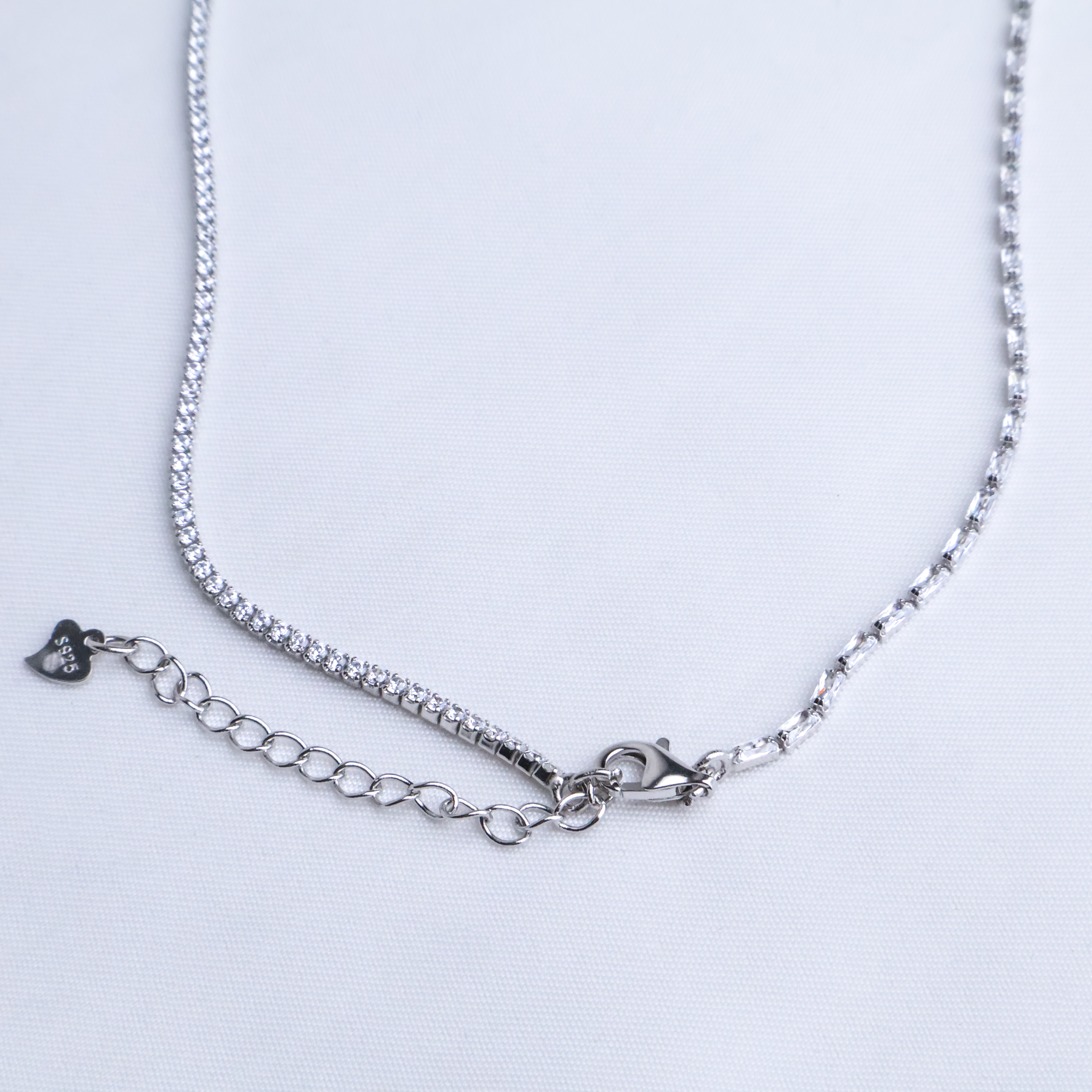 Baguette Symphony Cascading Tennis Necklace in 925 Sterling Silver 2ml