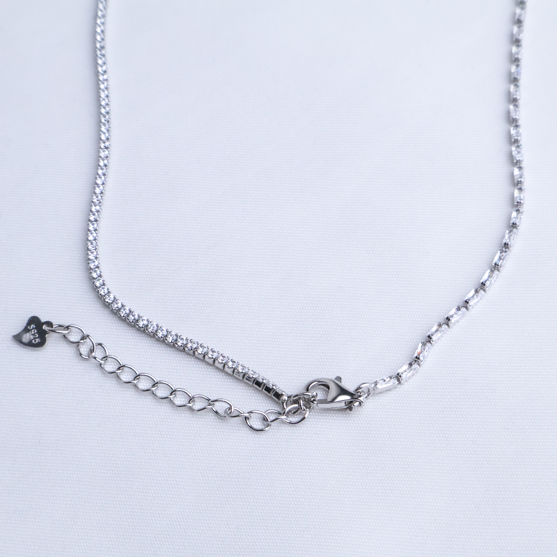 Baguette Symphony Cascading Tennis Necklace in 925 Sterling Silver 2ml