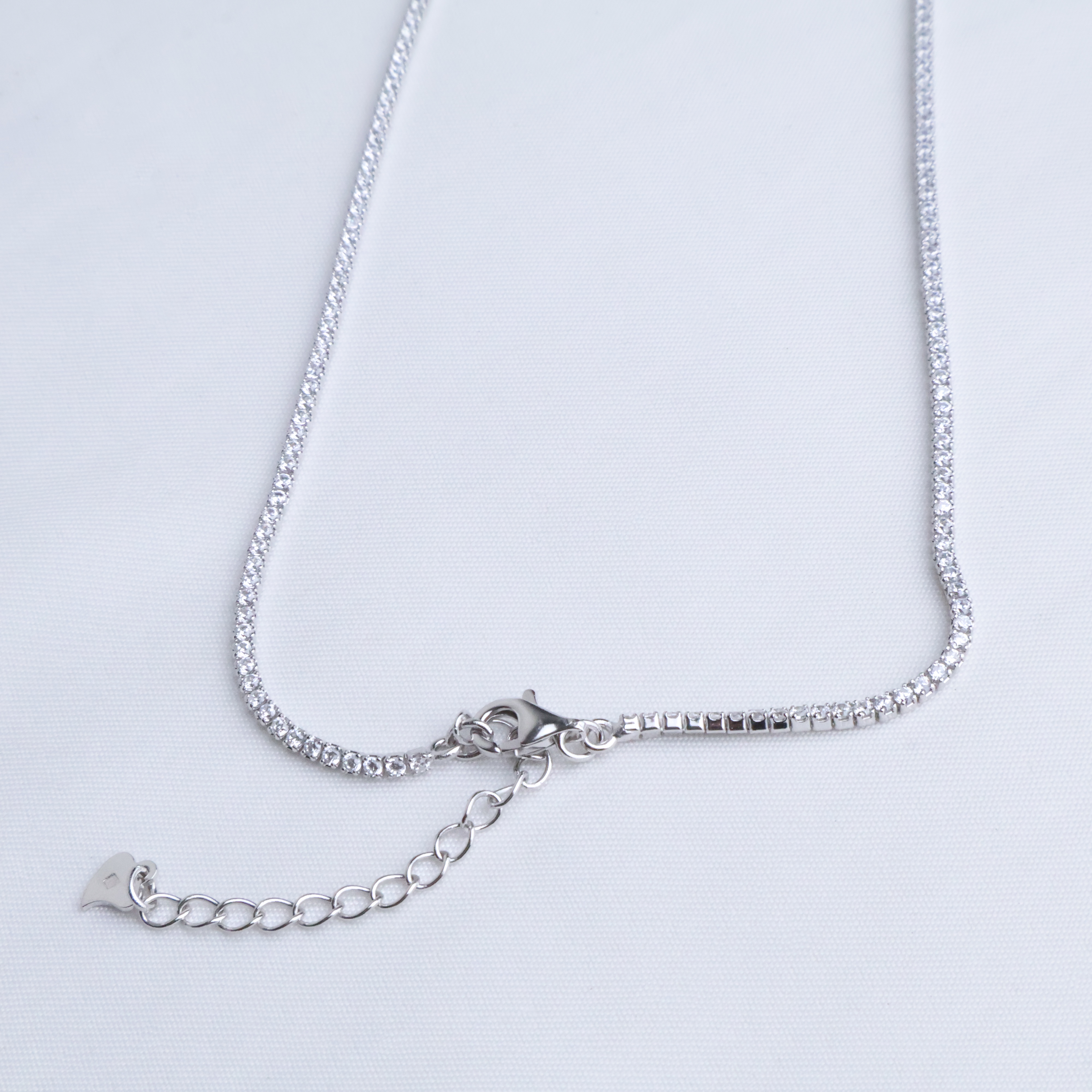 Radiant Baguette Drop Tennis Necklace in 925 Sterling Silver, 3ml
