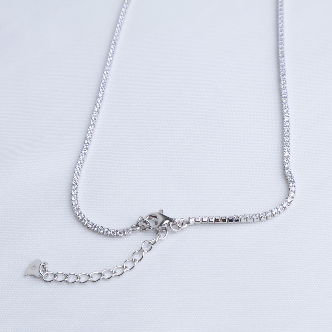 Radiant Baguette Drop Tennis Necklace in 925 Sterling Silver, 3ml