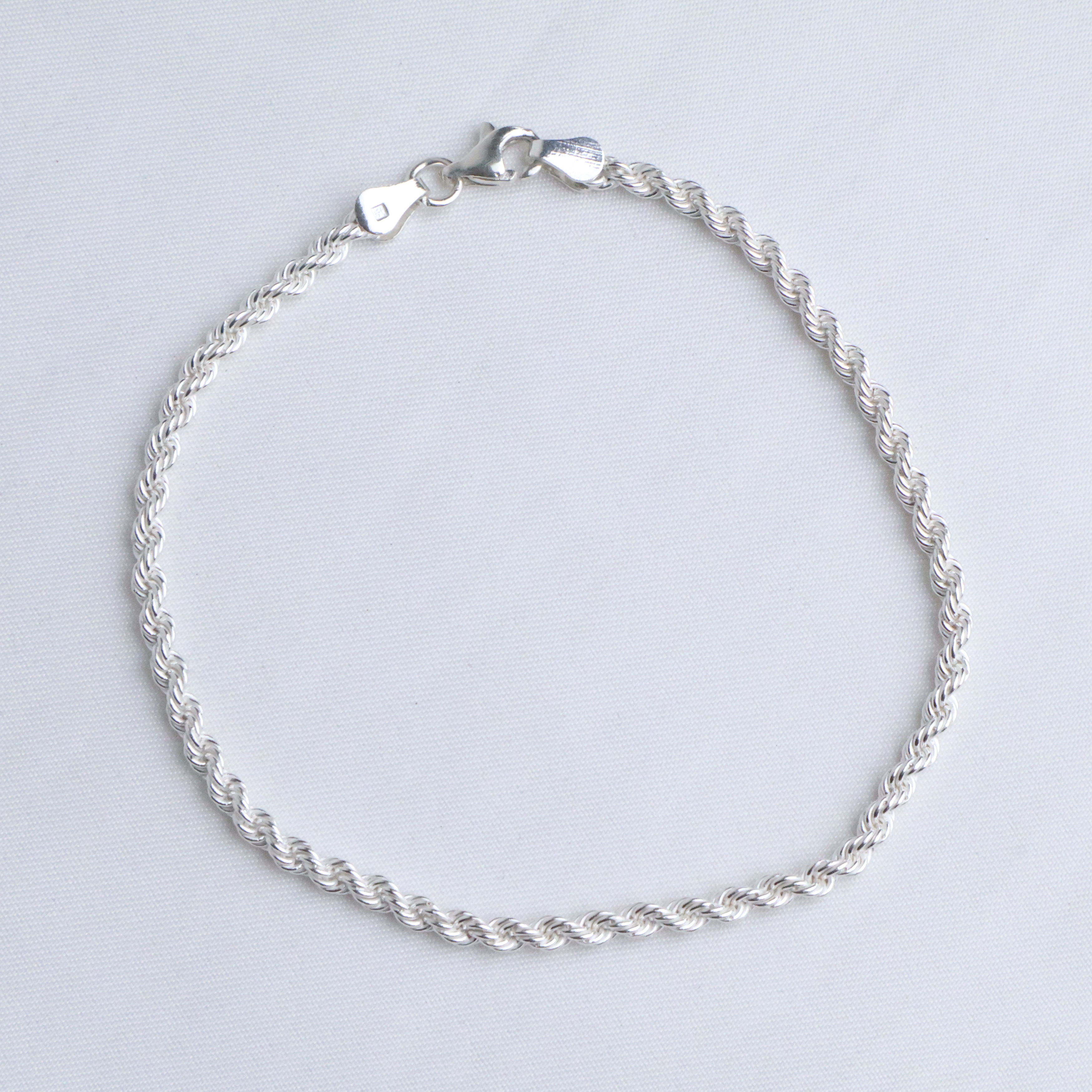 Sterling Silver Rope Chain Men's Bracelet