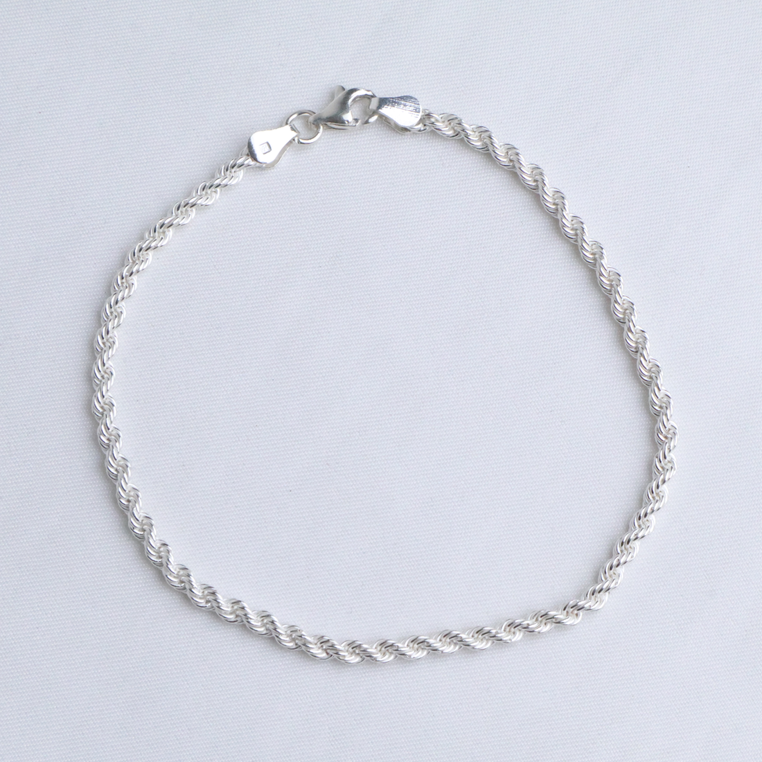Sterling Silver Rope Chain Men's Bracelet