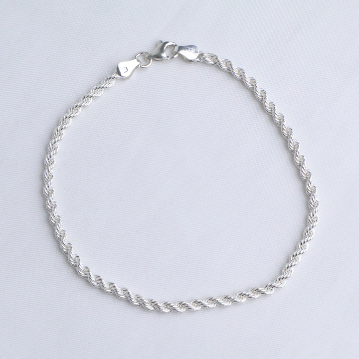 Sterling Silver Rope Chain Men's Bracelet