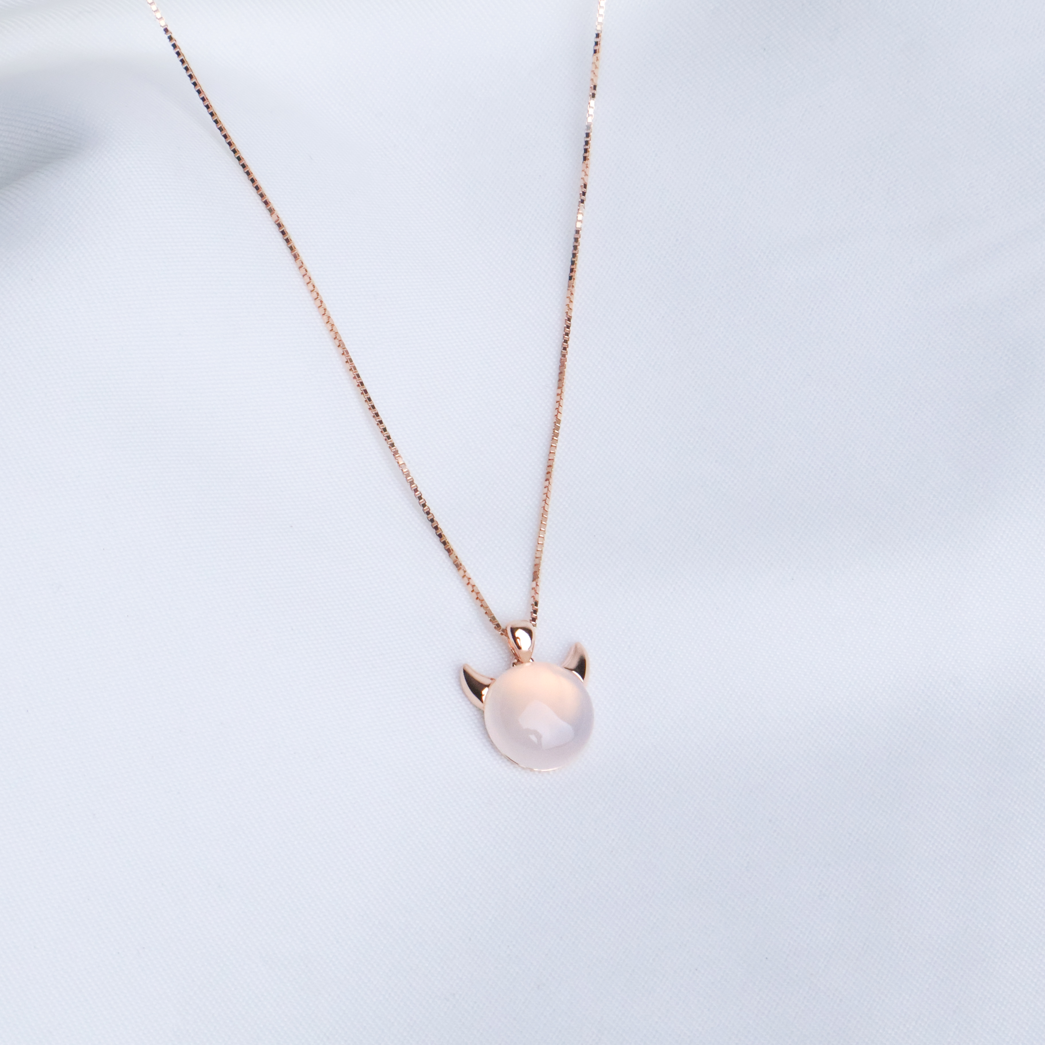 Rose Gold "Little Devil" Rose Quartz Necklace | 925 Sterling Silver