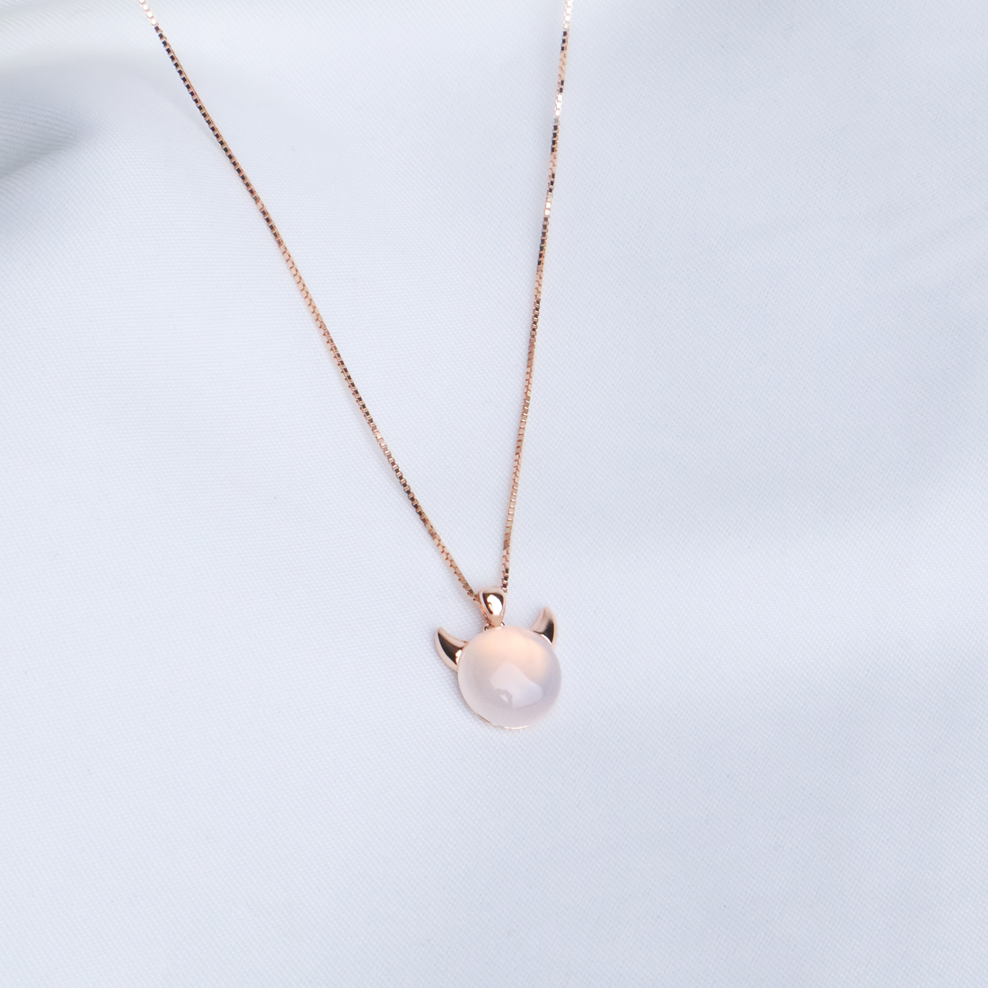 Rose Gold "Little Devil" Rose Quartz Necklace | 925 Sterling Silver