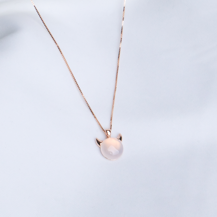 Rose Gold "Little Devil" Rose Quartz Necklace | 925 Sterling Silver