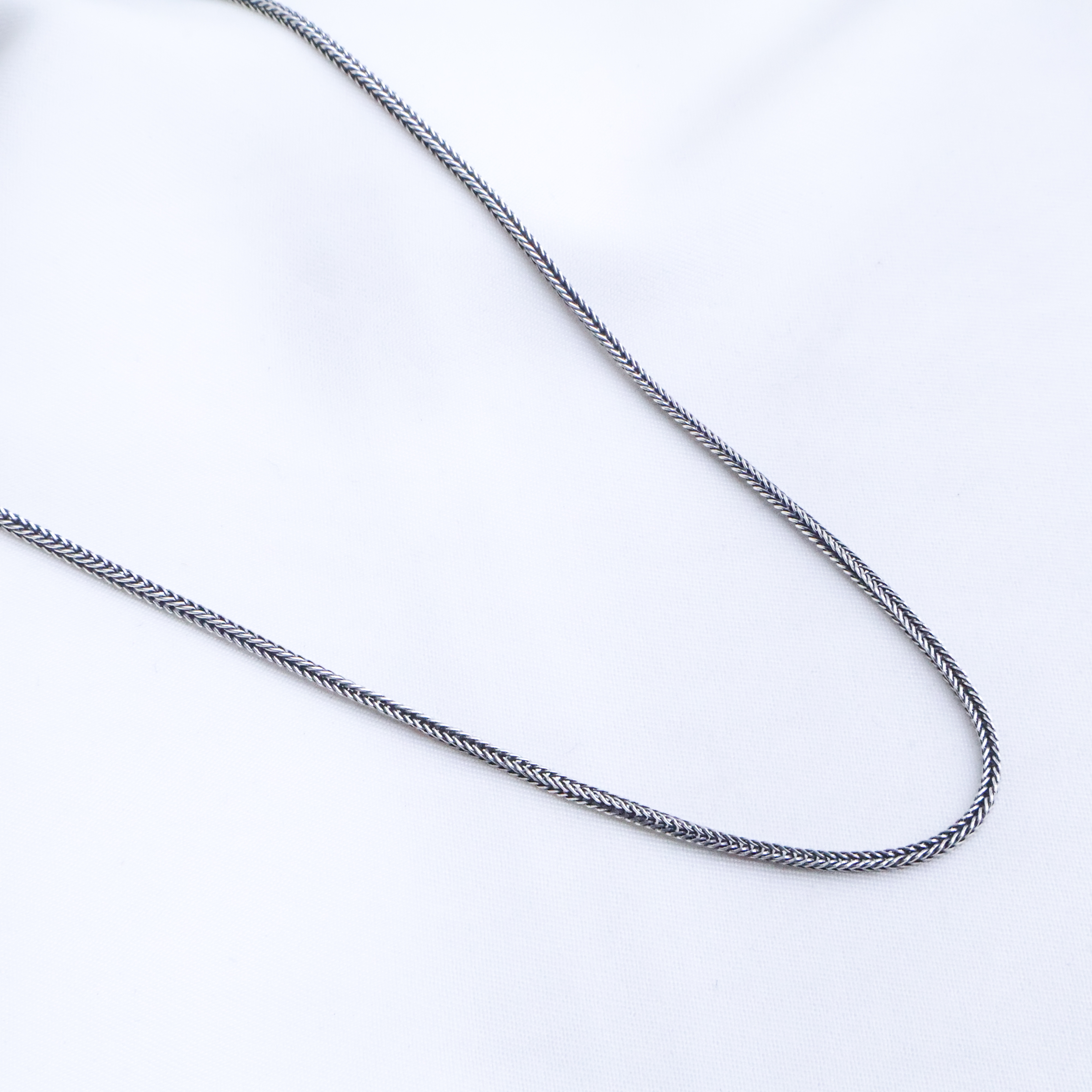 Oxidized Sterling Silver Wheat Chain Necklace for Men
